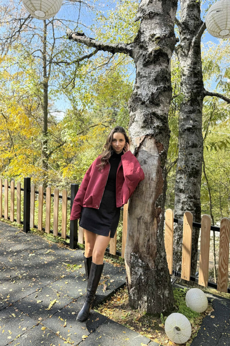 ONE COLOR SIMPLE WOMEN JACKET BURGUNDY/VISHNJE - 7