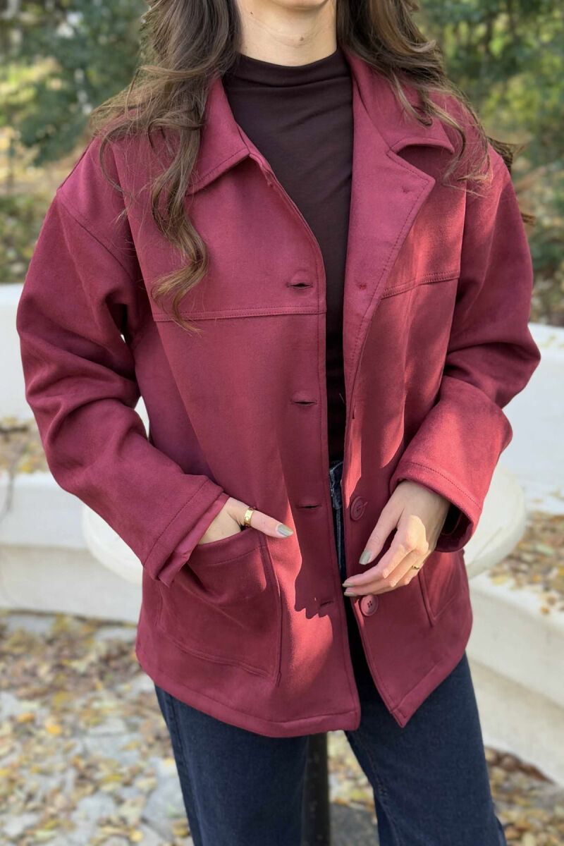 ONE COLOR SIMPLE WOMEN JACKET BURGUNDY/VISHNJE - 2