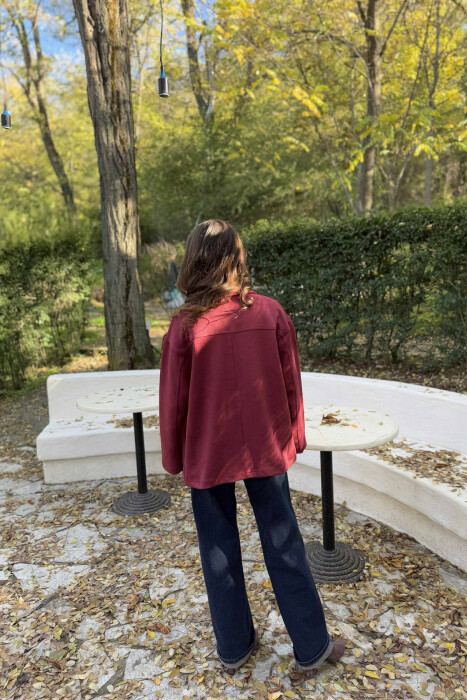 ONE COLOR SIMPLE WOMEN JACKET BURGUNDY/VISHNJE - 4