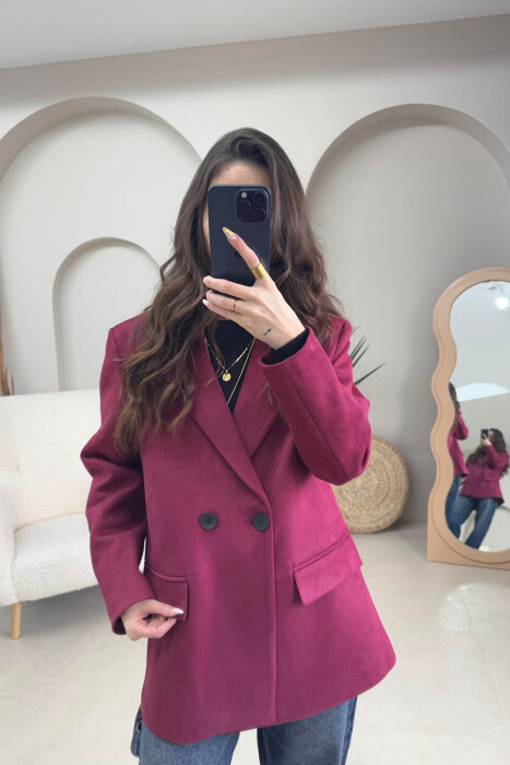 SIMPLE WOMEN JACKET IN BURGUNDY COLOR 