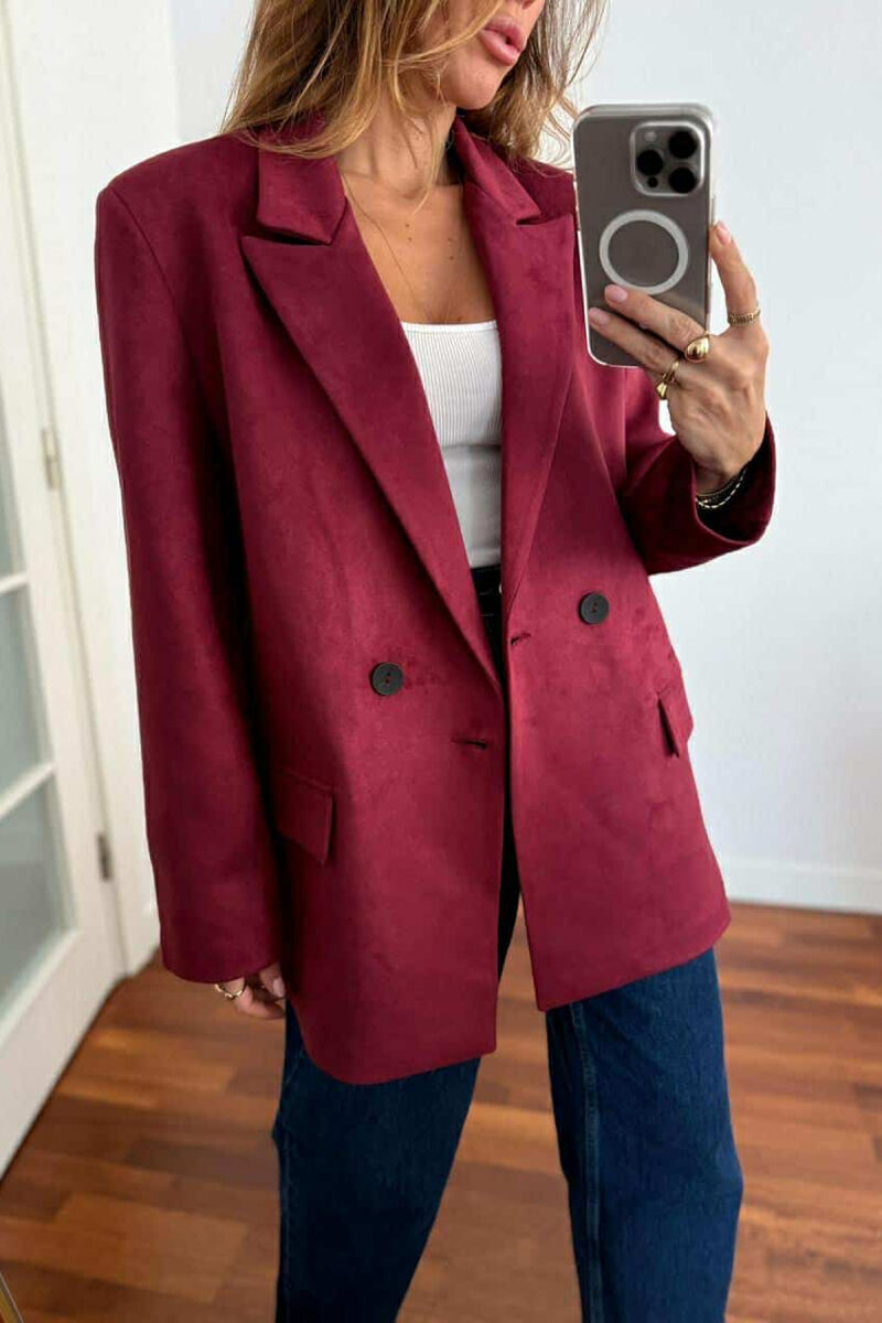 ONE COLOR SIMPLE WOMEN JACKET BURGUNDY/VISHNJE - 1