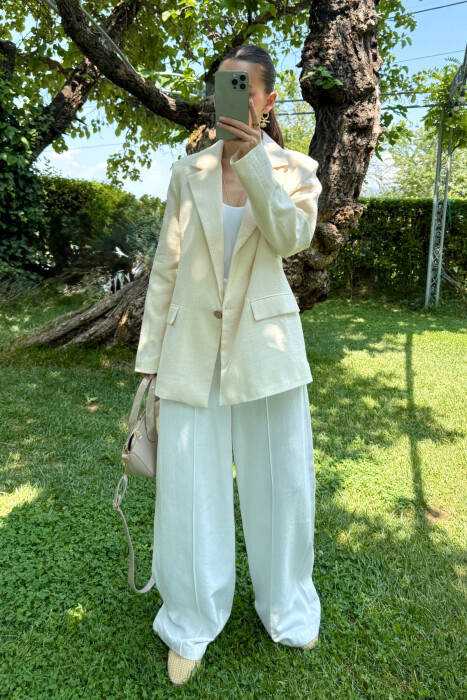 ONE COLOR SIMPLE WOMEN JACKET CREAM/KREM 