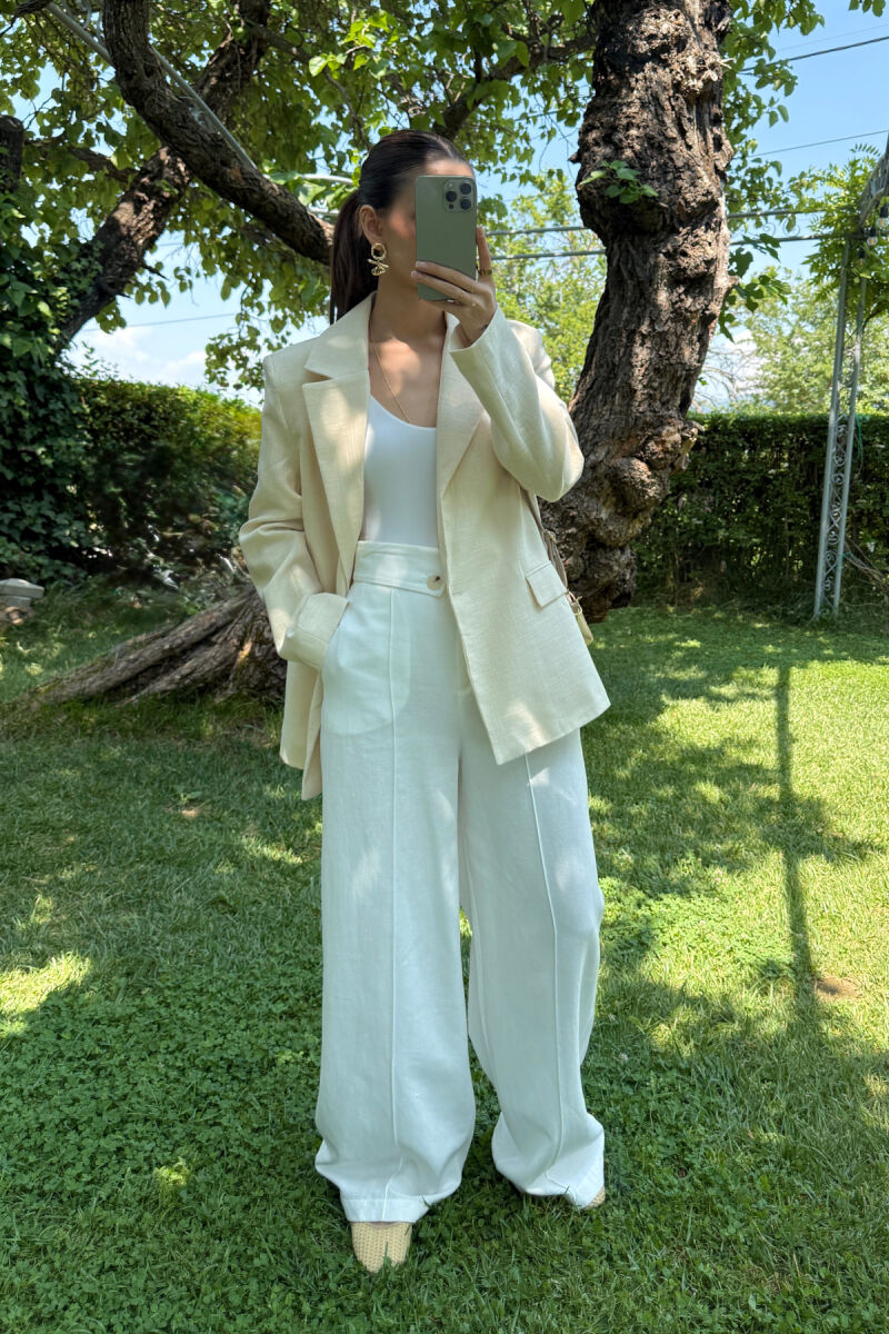 ONE COLOR SIMPLE WOMEN JACKET CREAM/KREM - 3