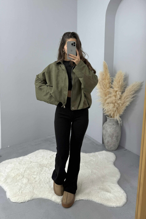 ONE COLOR SIMPLE WOMEN JACKET GREEN/JESHILE 