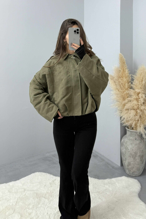 ONE COLOR SIMPLE WOMEN JACKET GREEN/JESHILE - 3