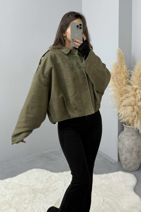 ONE COLOR SIMPLE WOMEN JACKET GREEN/JESHILE - 4