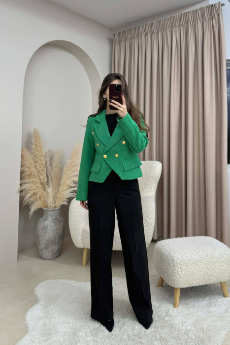 ONE COLOR SIMPLE WOMEN JACKET GREEN/JESHILE - 1