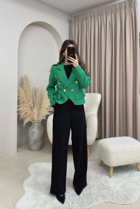 ONE COLOR SIMPLE WOMEN JACKET GREEN/JESHILE - 2