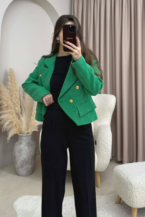 ONE COLOR SIMPLE WOMEN JACKET GREEN/JESHILE - 3