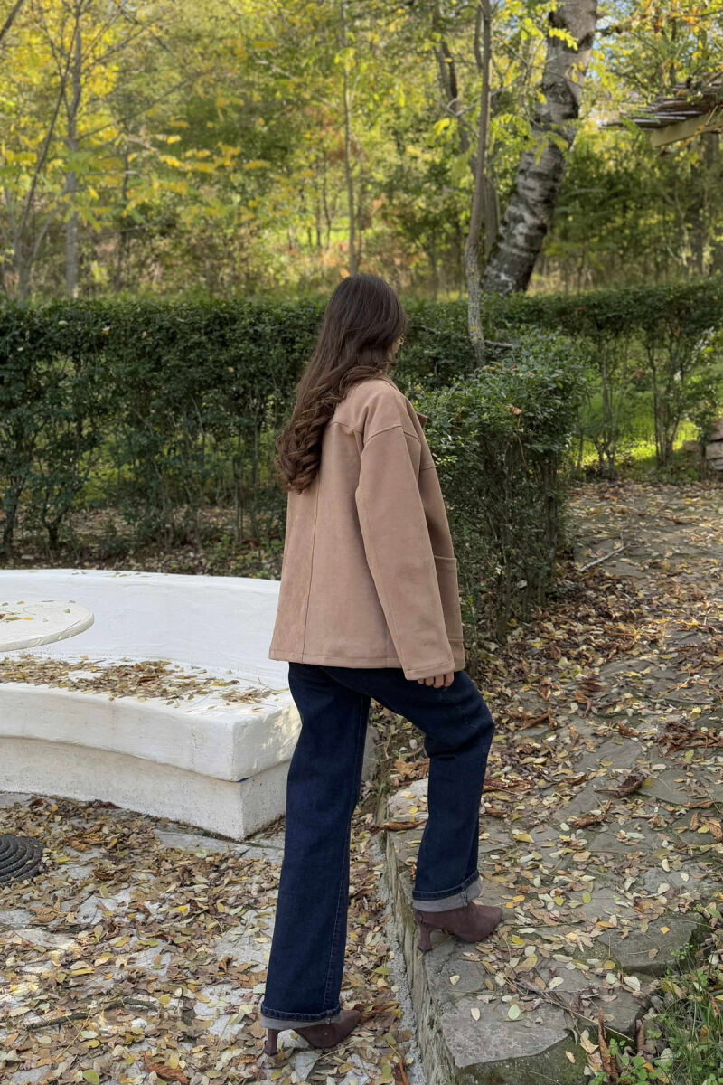 ONE COLOR SIMPLE WOMEN JACKET LIGHT BROWN/KAZB - 4