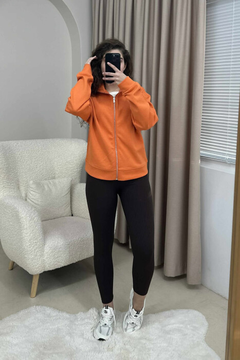 ONE COLOR SIMPLE WOMEN JACKET ORANGE/PORTOKALLI - KLAUDIO FASHION