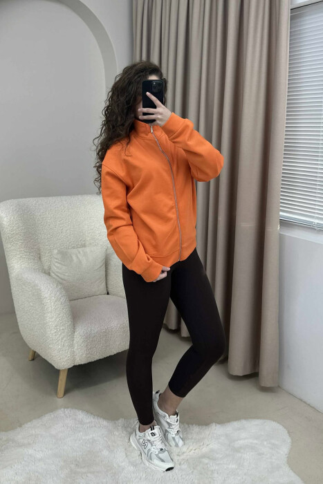 ONE COLOR SIMPLE WOMEN JACKET ORANGE/PORTOKALLI - 4
