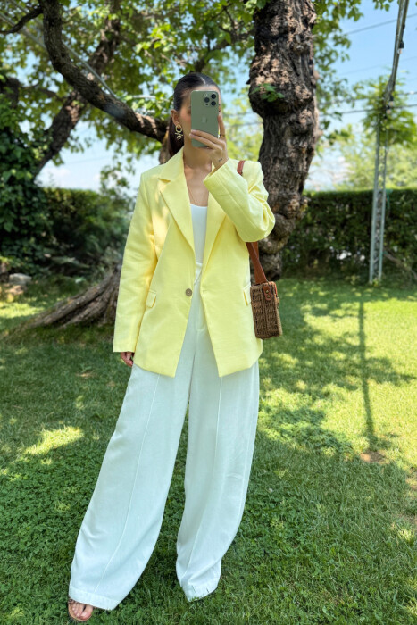 ONE COLOR SIMPLE WOMEN JACKET YELLOW/E VERDHE 