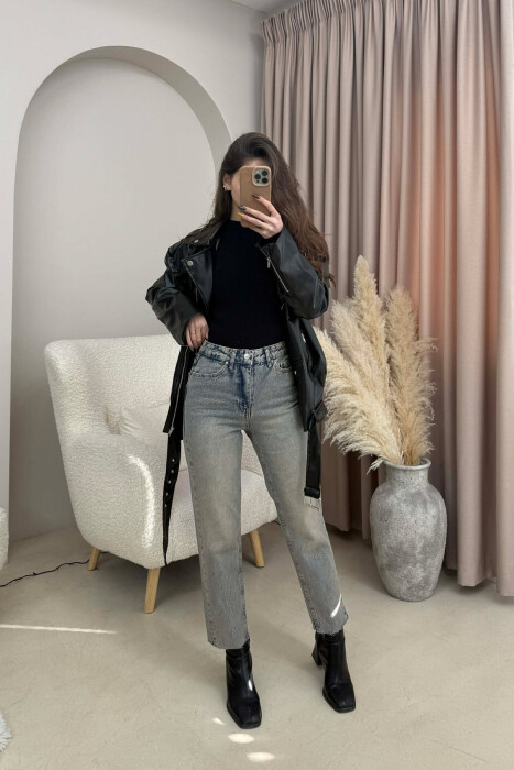 ONE COLOR SIMPLE WOMEN JEANS BEAUBLUE/BBL - KLAUDIO FASHION