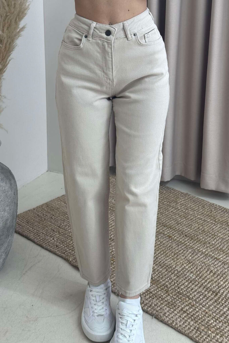 ONE COLOR SIMPLE WOMEN JEANS BEIGE/BEZHE - 3
