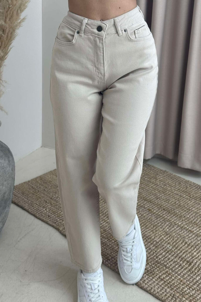 ONE COLOR SIMPLE WOMEN JEANS BEIGE/BEZHE - 4