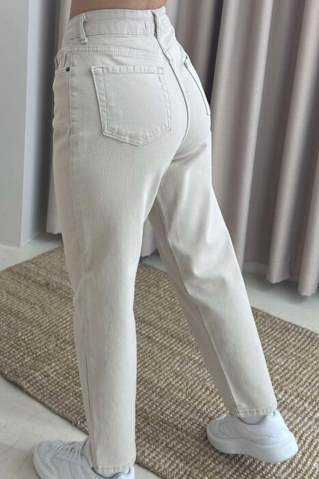 ONE COLOR SIMPLE WOMEN JEANS BEIGE/BEZHE - 5