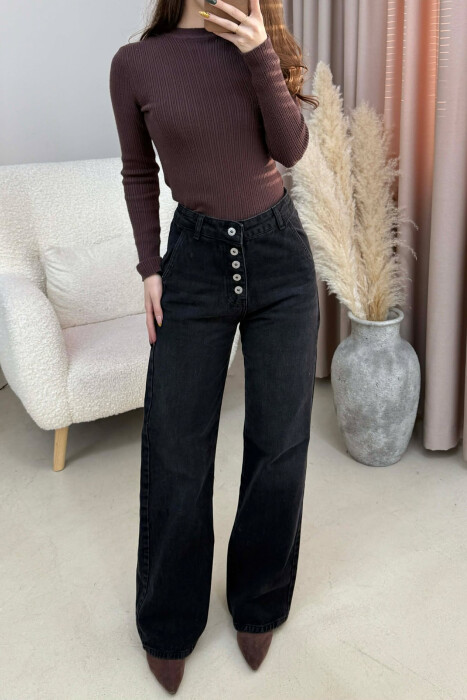 ONE COLOR SIMPLE WOMEN JEANS BLACK/ E ZEZE - 2