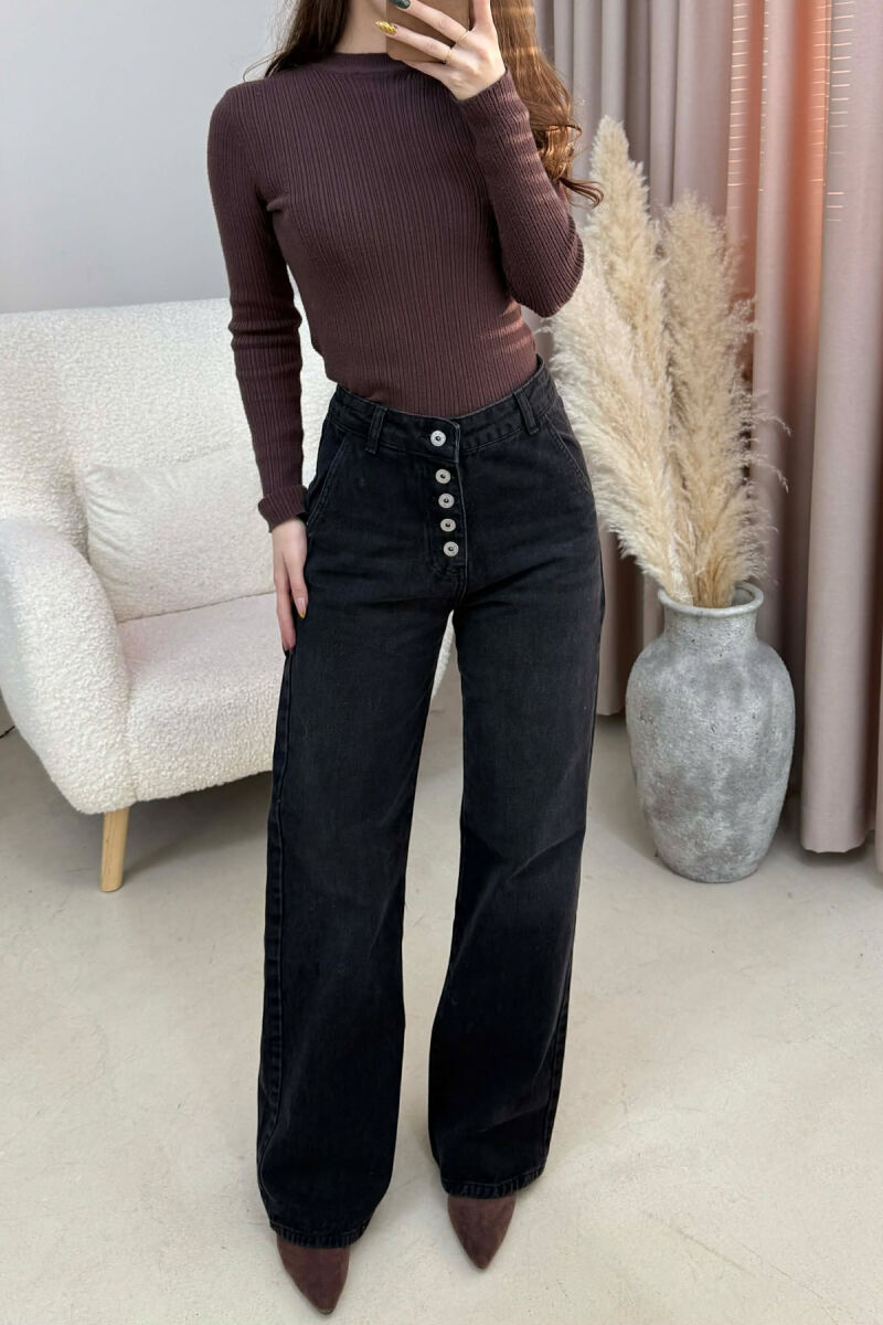 ONE COLOR SIMPLE WOMEN JEANS BLACK/ E ZEZE - 2