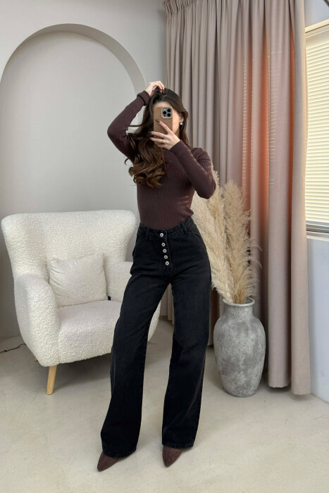 ONE COLOR SIMPLE WOMEN JEANS BLACK/ E ZEZE - KLAUDIO FASHION