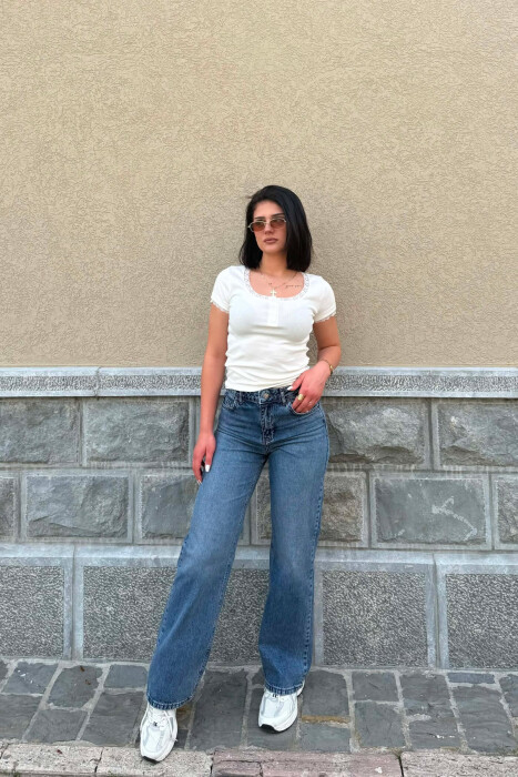 ONE COLOR SIMPLE WOMEN JEANS BLUE/BLU - KLAUDIO FASHION
