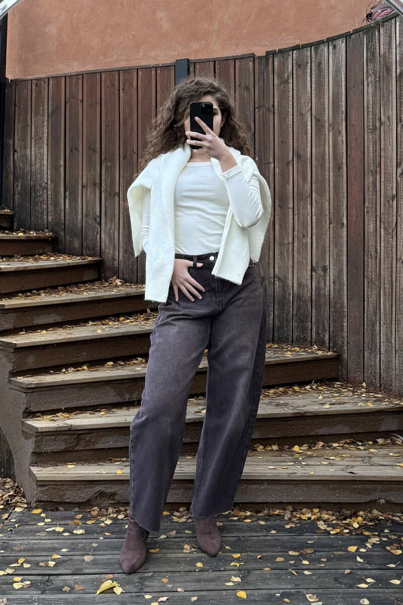 ONE COLOR SIMPLE WOMEN JEANS BROWN/KAFE - 1