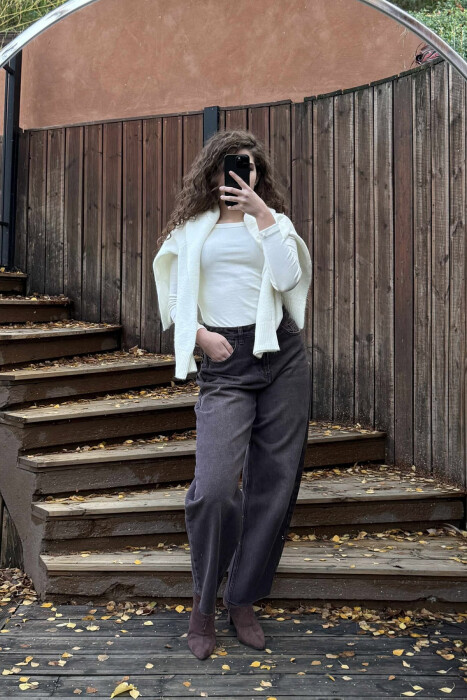 ONE COLOR SIMPLE WOMEN JEANS BROWN/KAFE - 2