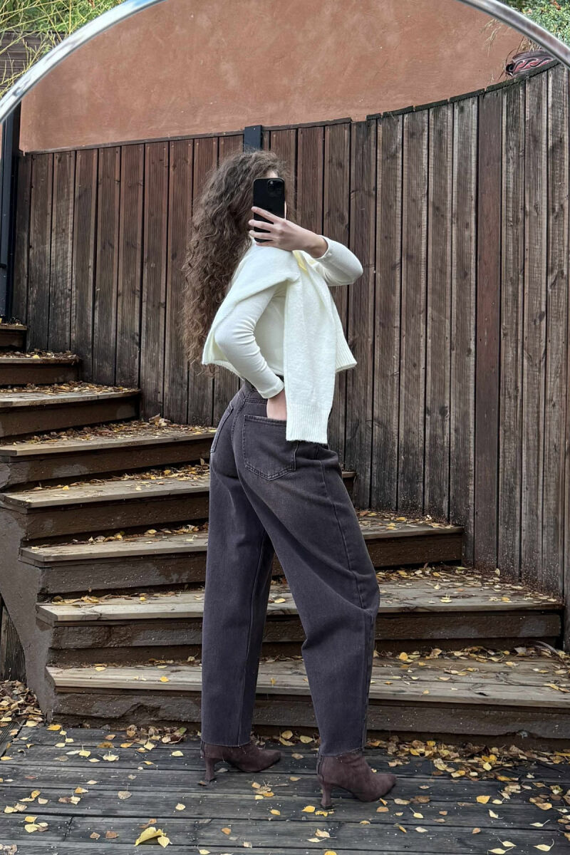 ONE COLOR SIMPLE WOMEN JEANS BROWN/KAFE - 3