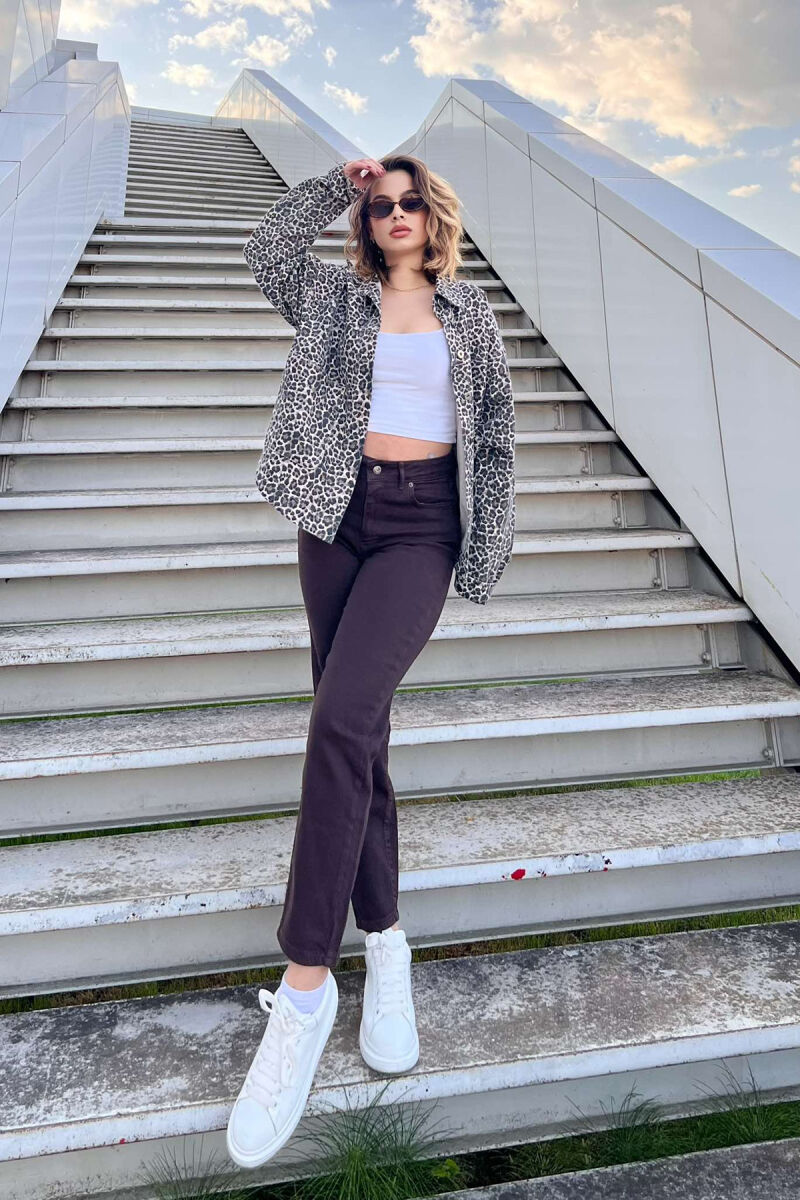 ONE COLOR SIMPLE WOMEN JEANS DARK BROWN/KAE - 2
