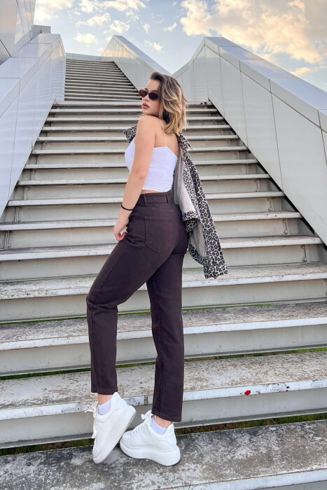 ONE COLOR SIMPLE WOMEN JEANS DARK BROWN/KAE - 3