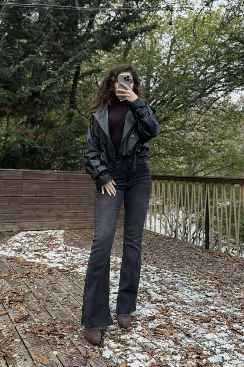 ONE COLOR SIMPLE WOMEN JEANS DARK GREY/GEE - 1