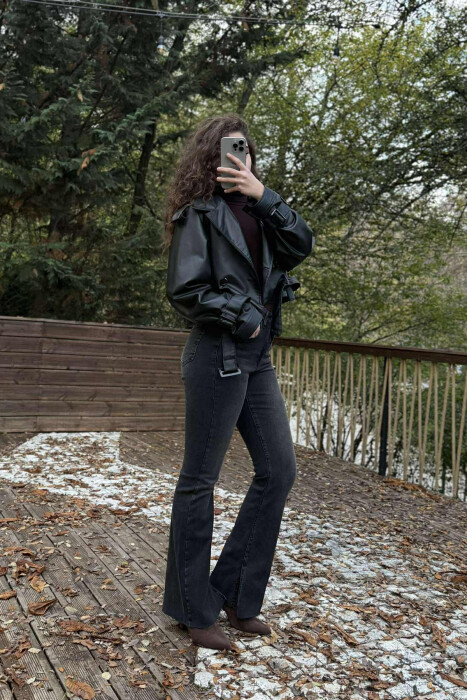 ONE COLOR SIMPLE WOMEN JEANS DARK GREY/GEE - 4