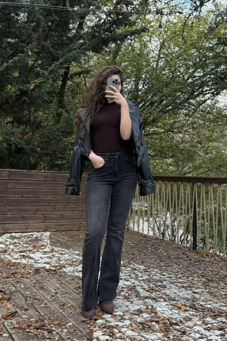 ONE COLOR SIMPLE WOMEN JEANS DARK GREY/GEE - 6