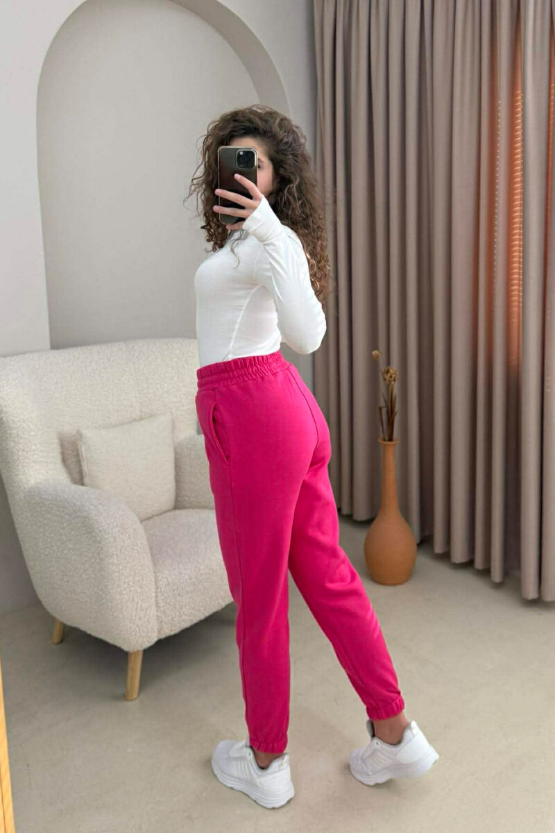 ONE COLOR SIMPLE WOMEN JOGGERS FUCHSIA/CIKLAMI - 2