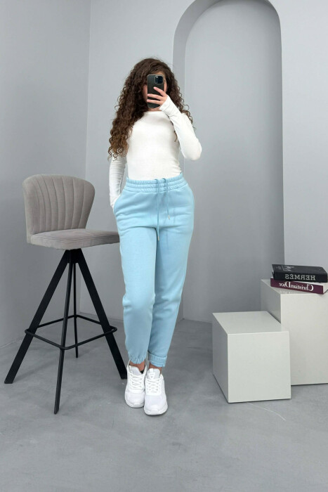 ONE COLOR SIMPLE WOMEN JOGGERS LIGHTBLUE/BZ - KLAUDIO FASHION