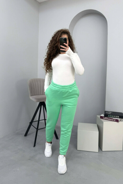 ONE COLOR SIMPLE WOMEN JOGGERS MINT/MENTE - KLAUDIO FASHION