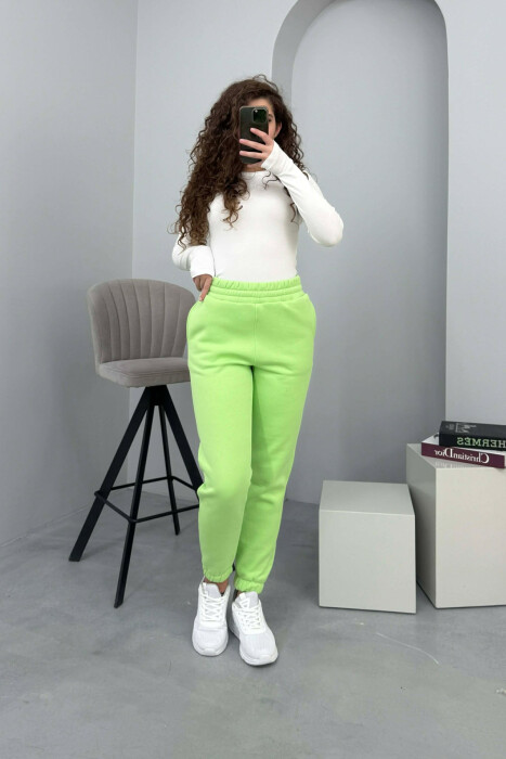 ONE COLOR SIMPLE WOMEN JOGGERS NEON/NEON - KLAUDIO FASHION