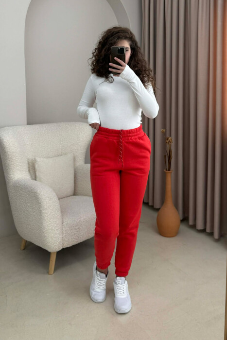 ONE COLOR SIMPLE WOMEN JOGGERS ORANGE/PORTOKALLI - KLAUDIO FASHION