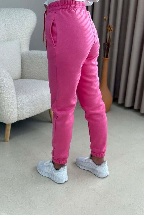 ONE COLOR SIMPLE WOMEN JOGGERS PINK/ROZE - 3