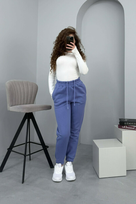 ONE COLOR SIMPLE WOMEN JOGGERS PURPLE/LEJLA - KLAUDIO FASHION