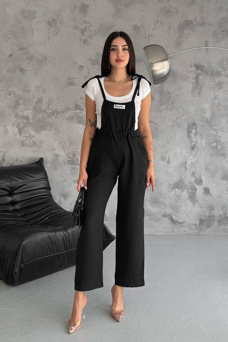 ONE COLOR SIMPLE WOMEN JUMPSUIT BLACK/ E ZEZE - 1