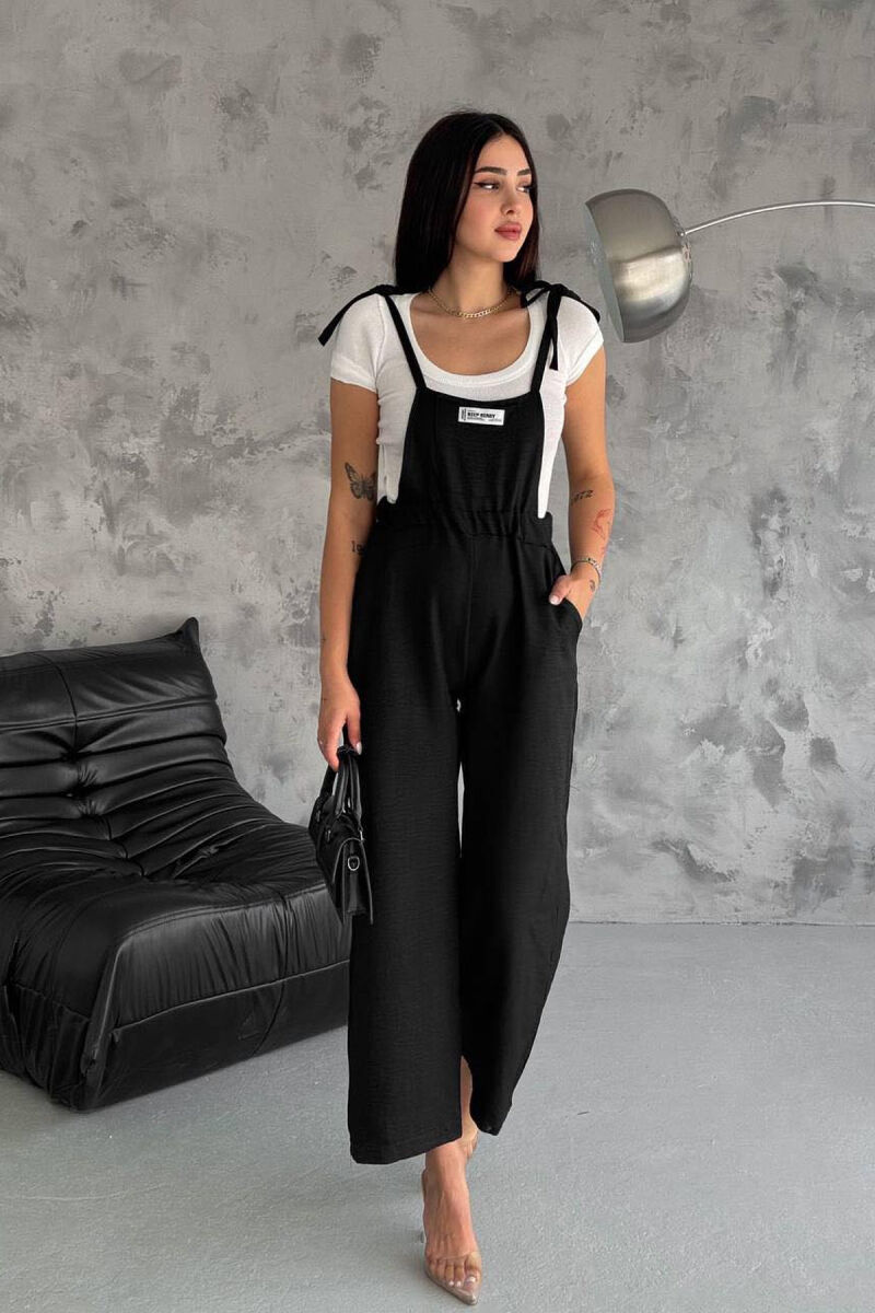 ONE COLOR SIMPLE WOMEN JUMPSUIT BLACK/ E ZEZE - 2