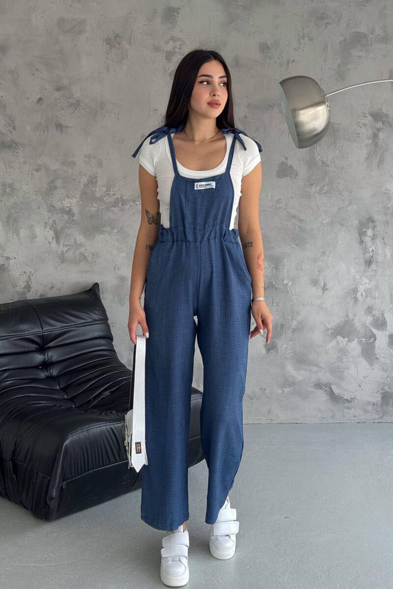 ONE COLOR SIMPLE WOMEN JUMPSUIT BLUE/BLU - 1