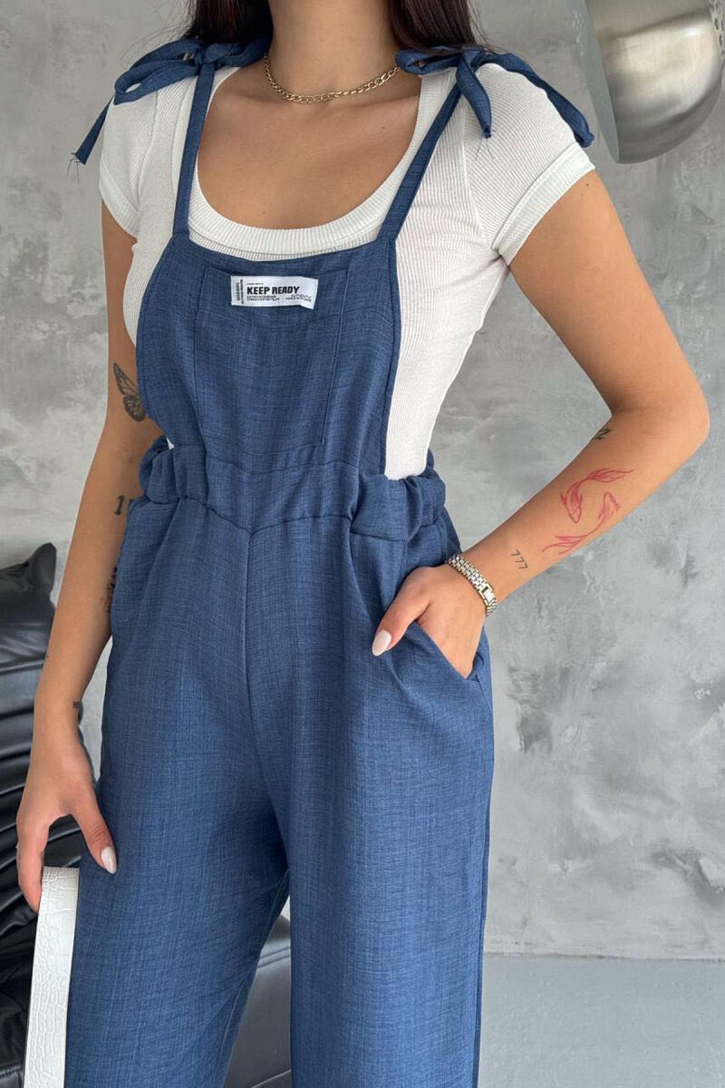 ONE COLOR SIMPLE WOMEN JUMPSUIT BLUE/BLU - 2