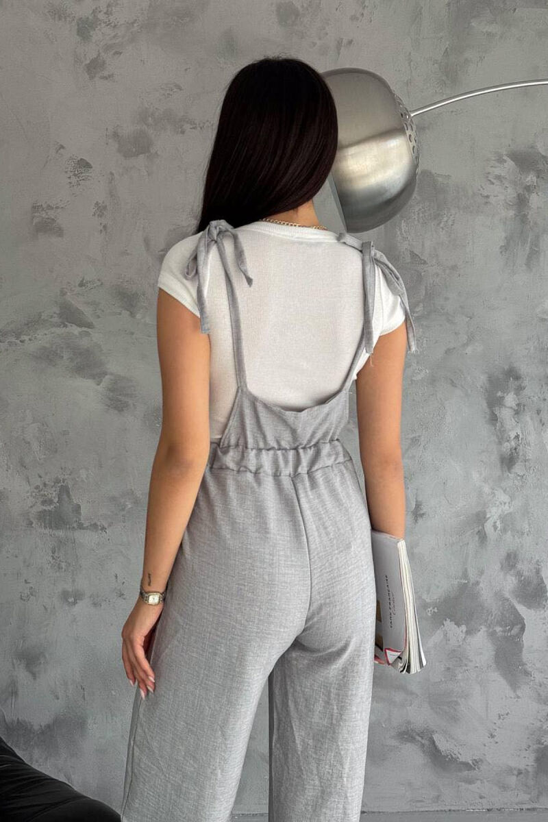 ONE COLOR SIMPLE WOMEN JUMPSUIT GREY/GRI - 3