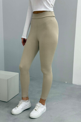 ONE COLOR SIMPLE WOMEN LEGGINGS BEIGE/BEZHE 