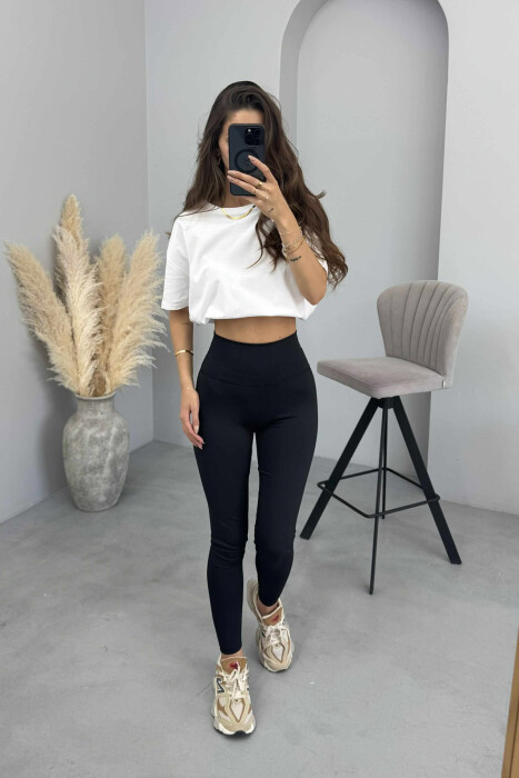 ONE COLOR SIMPLE WOMEN LEGGINGS BLACK/ E ZEZE - 4