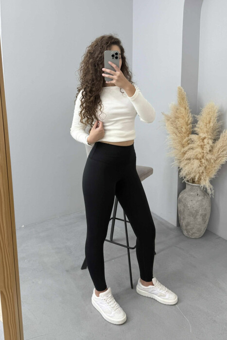 ONE COLOR SIMPLE WOMEN LEGGINGS BLACK/ E ZEZE - 1