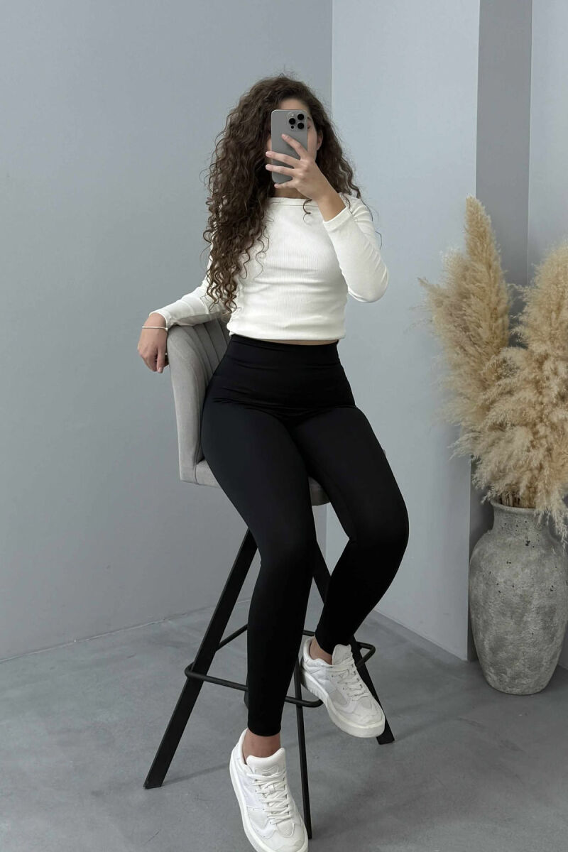 ONE COLOR SIMPLE WOMEN LEGGINGS BLACK/ E ZEZE - 3