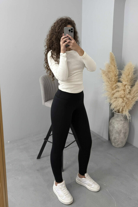 ONE COLOR SIMPLE WOMEN LEGGINGS BLACK/ E ZEZE - 5
